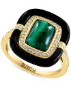 【送料無料】 エフィー レディース リング アクセサリー EFFY&reg; Malachite Onyx & Diamond (1/5 ct. t.w.) Statement Ring in 14k Gold 14K Gold