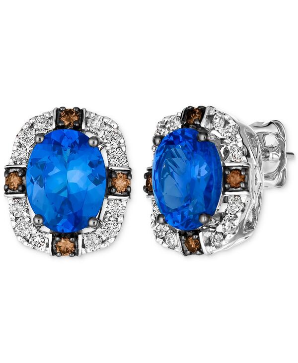 【送料無料】 ル ヴァン レディース ピアス・イヤリング アクセサリー Blueberry Tanzanite (3-3/8 ct. t.w.) & Diamond (1/2 ct. t.w.) Halo Stud Earrings in 14k White Gold No Color