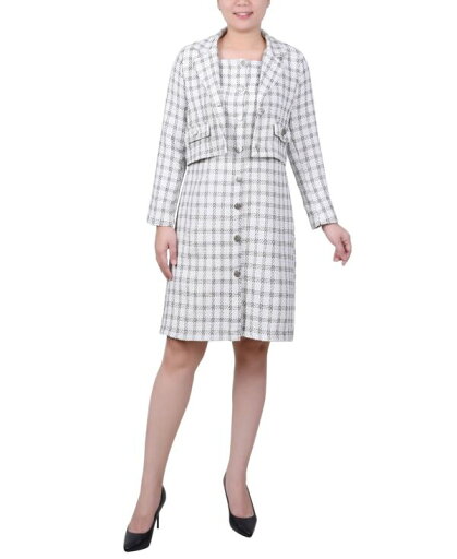 【送料無料】 ニューヨークコレクション レディース ワンピース トップス Petite Long Sleeve Tweed Jacket with Dress Set 2 Piece Ivory Black Gold 【送料無料】 ニューヨークコレクション レディース ワンピース トップス Petite Long Sleeve Tweed Jacket with Dress Set 2 Piece Ivory Black Gold