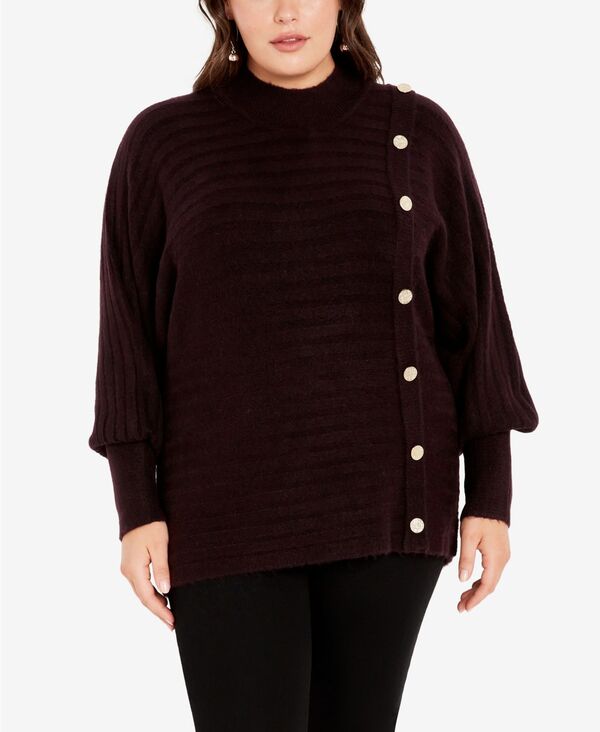 【送料無料】 アベニュー レディース ニット セーター アウター Plus Size Beata High Neck Sweater Espresso