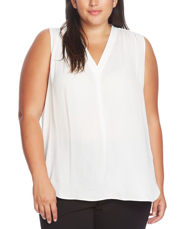  ヴィンスカムート レディース シャツ ブラウス トップス Plus Size V-Neck Sleeveless Blouse New Ivory