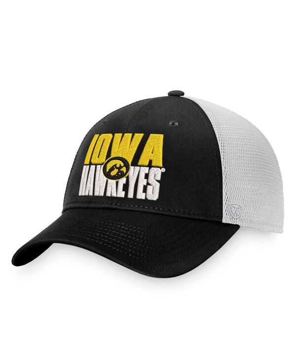 【送料無料】 トップオブザワールド メンズ 帽子 アクセサリー Men's Black White Iowa Hawkeyes Stockpile Trucker Snapback Hat Black, White