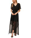 【送料無料】 セセ レディース ワンピース トップス Women 039 s Polka Dot Flutter-Sleeve Maxi Dress Rich Black