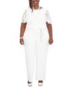 yz JXp[ fB[X WvX[c gbvX Lace-Sleeve Jumpsuit Women's & Plus Size White