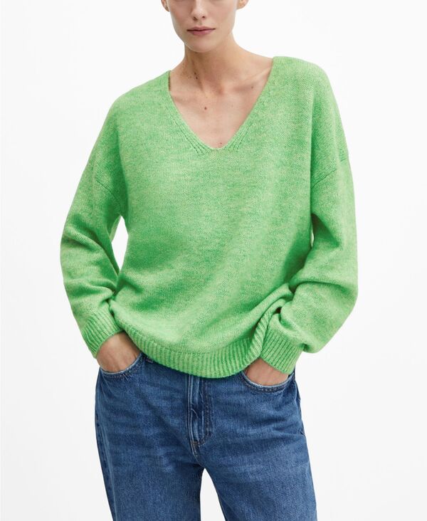 マンゴ 【送料無料】 マンゴ レディース ニット・セーター アウター Women's V-Neck Knit Sweater Pastel Green