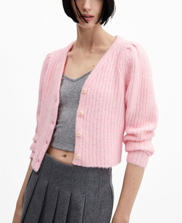 マンゴ 【送料無料】 マンゴ レディース ニット・セーター カーディガン アウター Women's V-Neck Knit Cardigan Pink