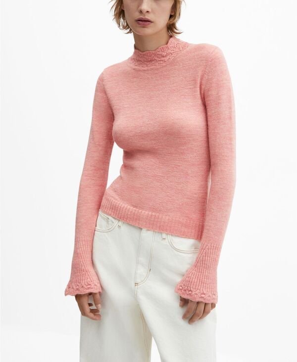 【送料無料】 マンゴ レディース ニット セーター アウター Women 039 s Knitted Cropped Sweater Pink