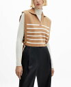 マンゴ 【送料無料】 マンゴ レディース ニット・セーター アウター Women's Bow Detail Striped Vest Beige