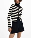 【送料無料】 マンゴ レディース ニット・セーター カーディガン アウター Women's Jewel Buttons Striped Cardigan Off...