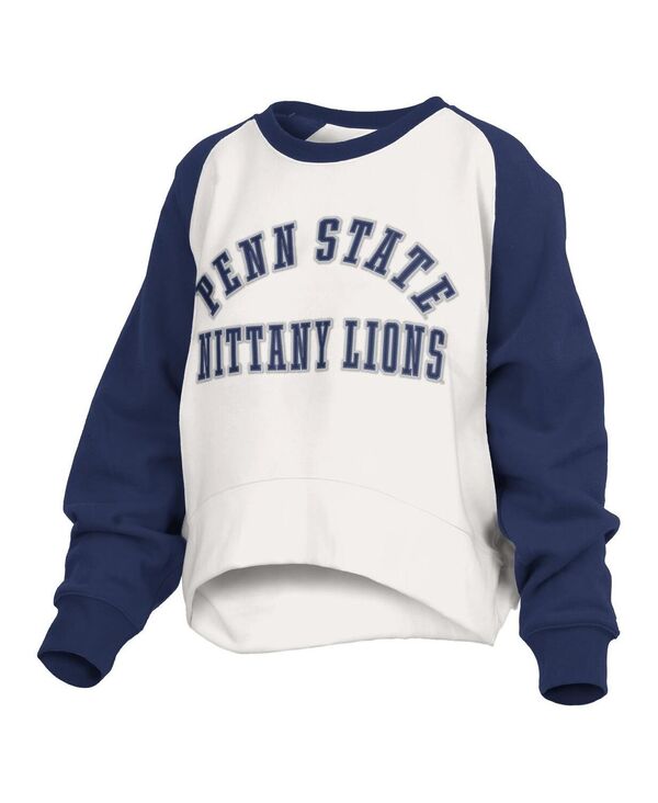 ̵ ץ쥹ܥå ǥ ѡå  Women's White Penn State Nittany Lions Lotus Raglan Pullover Sweatshirt White