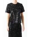 【送料無料】 グレー ラブ レディース シャツ トップス Women's Sequin Shoulder Padded Top Black(4)