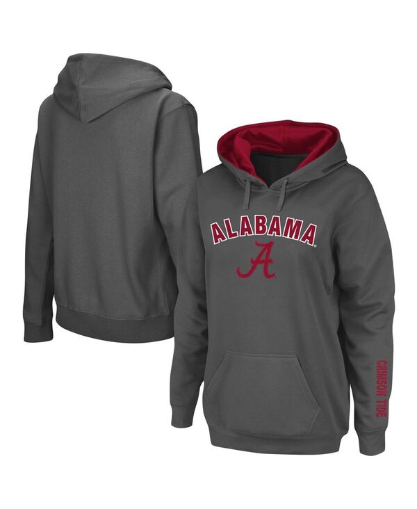 ̵  ǥ ѡå աǥ  Women's Charcoal Alabama Crimson Tide Arch and Logo 1 Pullover Hoodie Charcoal