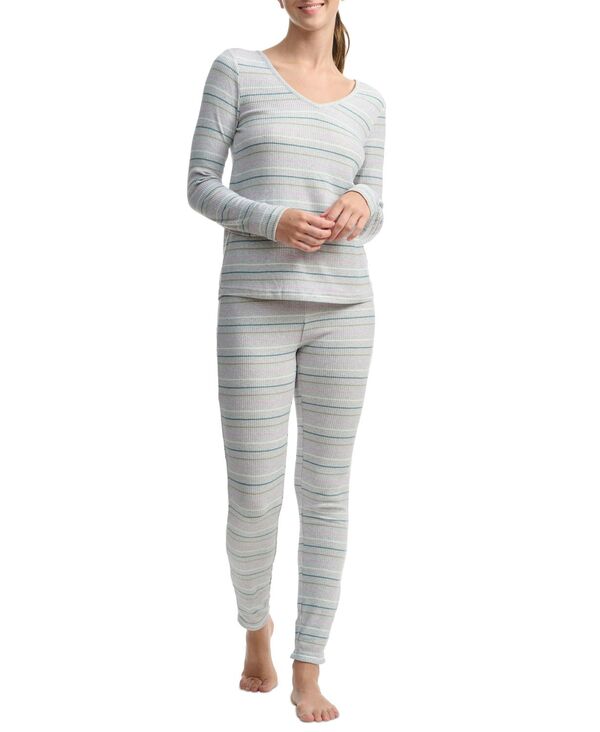 楽天ReVida 楽天市場店【送料無料】 スプレンディット レディース ナイトウェア アンダーウェア Women's 2-Pc. Printed Legging Pajamas Set Winter Retreat Stripe