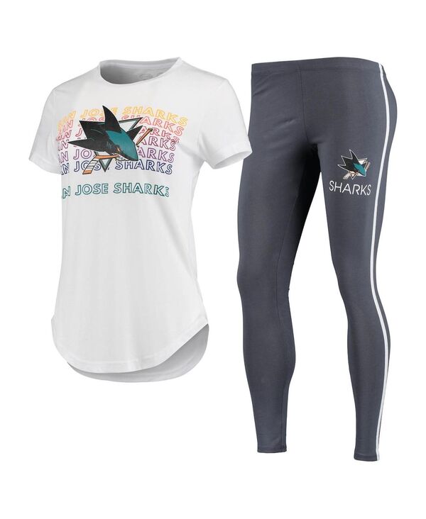 yz RZvc X|[c fB[X MX {gX Women's White Charcoal San Jose Sharks Sonata T-shirt and Leggings Set White, Charcoal