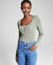 【送料無料】 アンドノウディス レディース シャツ トップス Women 039 s Square-Neck Ribbed Sweater-Knit Long-Sleeve Bodysuit Created for Macy 039 s Crushed Oregano