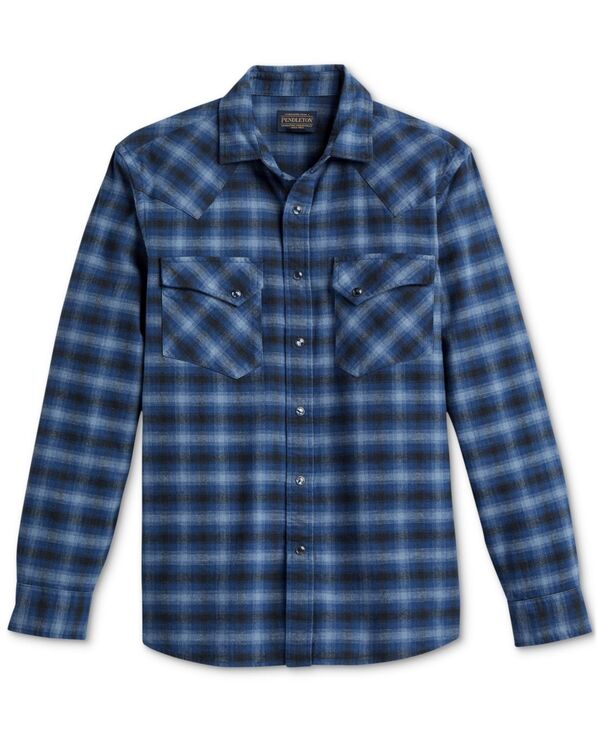 【送料無料】 ペンドルトン メンズ シャツ トップス Men's Wyatt Plaid Button-Down Western Shirt Charcoal/denim Blue Plaid