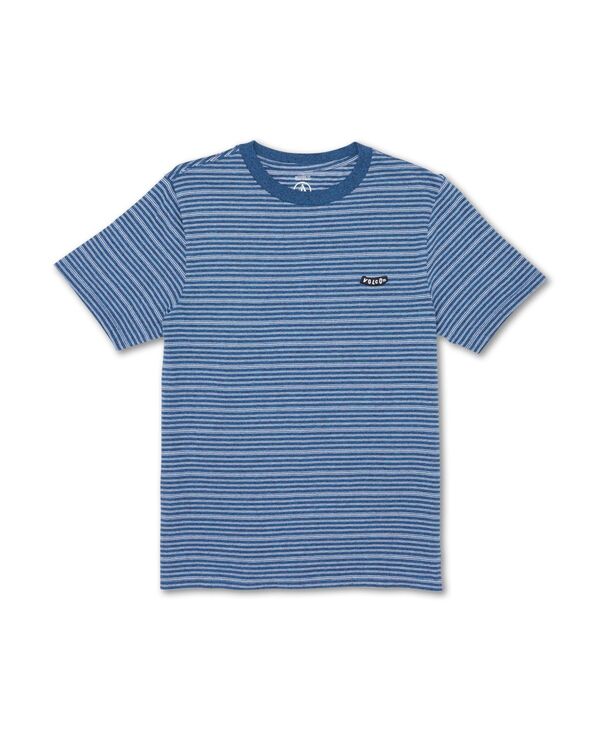 【送料無料】 ボルコム メンズ Tシャツ トップス Men 039 s Static Stripe Crew Short Sleeve T-shirt Aged Indigo