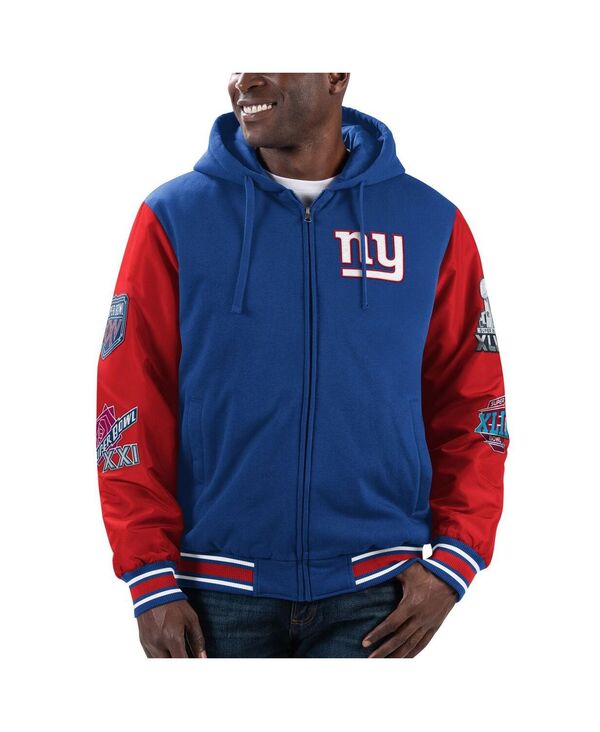 【送料無料】 カール バンクス メンズ パーカー・スウェット フーディー アウター Men's Royal Red New York Giants Player Option Full-Zip Hoodie Royal, Red