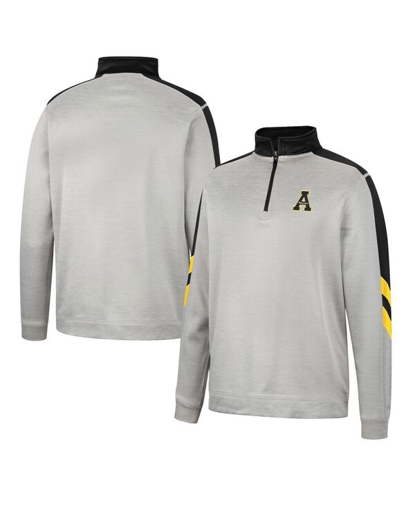  コロシアム メンズ ジャケット・ブルゾン アウター Men's Gray and Black Appalachian State Mountaineers Bushwood Fleece Quarter-Zip Jacket Gray, Black