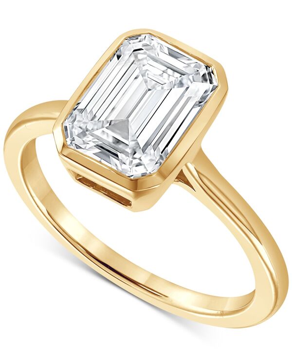 【送料無料】 バッジェリーミシュカ レディース リング アクセサリー Lab Grown Certified Diamond Emerald-Cut Bezel Solitaire Engagement Ring (3 ct. t.w.) in 14k Gold Yellow Gold