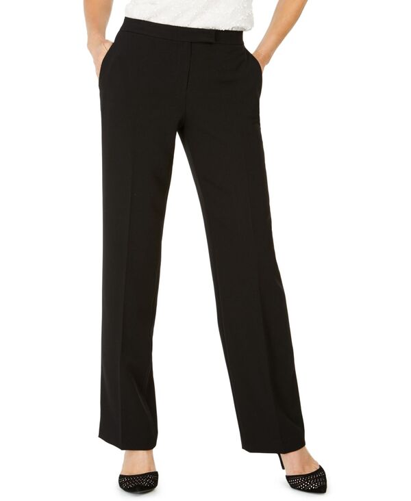 【送料無料】 カスパール レディース カジュアルパンツ ボトムス Petite Tab-Waist Straight-Fit Modern Dress Pants Black