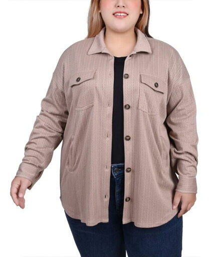 【送料無料】 ニューヨークコレクション レディース ジャケット・ブルゾン アウター Plus Size Long Sleeve Textured Knit Shirt Jacket Camel 【送料無料】 ニューヨークコレクション レディース ジャケット・ブルゾン アウター Plus Size Long Sleeve Textured Knit Shirt Jacket Camel