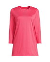 【送料無料】 ランズエンド レディース シャツ トップス Women's 3/4 Sleeve Supima Cotton Crewneck Tunic Rouge pink
