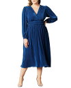 【送料無料】 キヨナ レディース ワンピース トップス Women's Plus Size Sophie Pleated Cocktail Dress Dark Blue