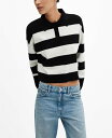 マンゴ 【送料無料】 マンゴ レディース ニット・セーター アウター Women's Striped Polo-Neck Sweater Black
