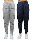 【送料無料】 ギャラクシーバイハルビック レディース カジュアルパンツ ボトムス Women 039 s Heavyweight Loose Fit Fleece Lined Cargo Jogger Pants Set 2 Pack Heather Gray, Navy