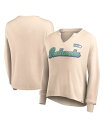 【送料無料】 ファナティクス レディース Tシャツ トップス Women 039 s Branded Tan Distressed Seattle Seahawks Go For It Notch Neck Waffle Knit Long Sleeve T-shirt Tan