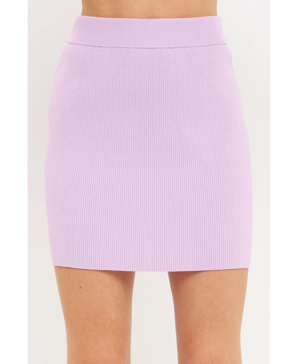 yz GhX[Y fB[X XJ[g {gX Women's Banded Knit Mini skirt Lavender