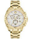 yz FT[` Y rv ANZT[ Men's Swiss Chronograph V-Greca Gold Ion-Plated Stainless Steel Bracelet Watch 46mm Ip Yellow Gold