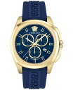 yz FT[` Y rv ANZT[ Men's Swiss Chronograph Geo Blue Silicone Strap Watch 43mm Ip Yellow Gold