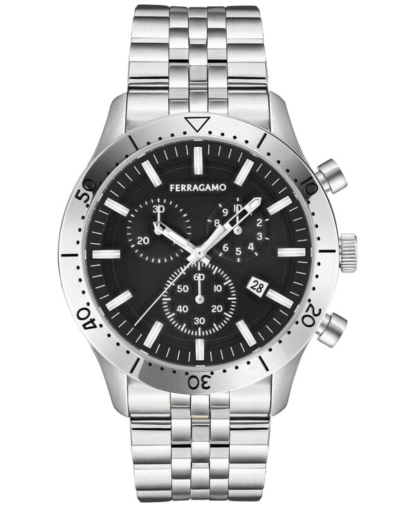 【送料無料】 サルヴァトーレ フェラガモ メンズ 腕時計 アクセサリー Men's Swiss Chronograph Master Stainless Steel Bracelet Watch 43mm Stainless Steel