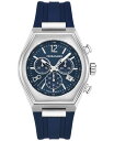 yz T@g[ tFK Y rv ANZT[ Men's Swiss Chronograph Tonneau Blue Silicone Strap Watch 42mm Stainless Steel