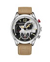 yz XgD[O Y rv ANZT[ Model 4029 Men's Japan Quartz Chronograph Leather Strap Watch Beige