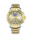 yz XgD[O Y rv ANZT[ Men's Chronograph Watch Silver Case Gold Toned Bezel Grey Dial TT Silver And Gold Stainless Steel Bracelet Two Tone Stainless Steel