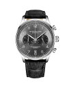 yz XgD[O Y rv ANZT[ Men's Chrono Silver Case Gun Metal Grey Dial Black Leather Strap Watch Black