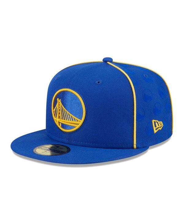 【送料無料】 ニューエラ メンズ 帽子 アクセサリー Men's Royal Golden State Warriors Piped and Flocked 59Fifty Fitted Hat Royal