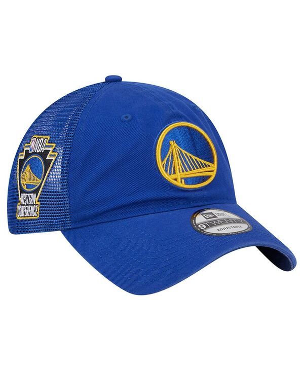  ニューエラ メンズ 帽子 アクセサリー Men's Royal Golden State Warriors Distinct Side Patch Trucker 9TWENTY Adjustable Hat Royal