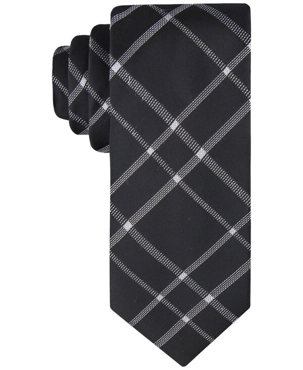 yz JoNC Y lN^C ANZT[ Men's Stitch Plaid Extra Long Tie Black