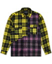 【送料無料】 リーズン メンズ シャツ トップス Men's Spliced Long Sleeves Overshirt Yellow