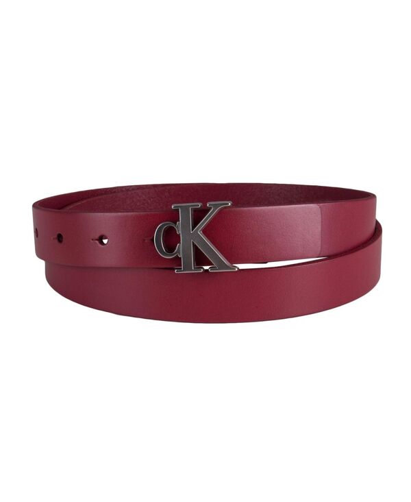 カルバン・クライン ベルト（レディース） 【送料無料】 カルバンクライン レディース ベルト アクセサリー Women's CK Monogram Buckle Skinny Belt Wine