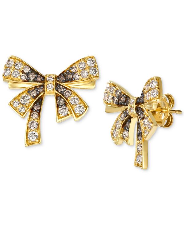 【送料無料】 ル ヴァン レディース ピアス・イヤリング アクセサリー Ombr&eacute;&reg; Chocolate Ombr&eacute; Diamond & Vanilla Diamond Bow Stud Earrings (1-1/3 ct. t.w.) in 14k Gold 14K Honey Gold Earrings