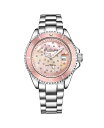 yz XgD[O fB[X rv ANZT[ Ladies Diver Quartz Crystal Studded Case MOP Dial Stainless Steel Bracelet Watch Pink