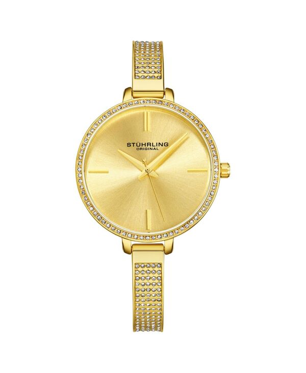 【送料無料】 ストゥーリング レディース 腕時計 アクセサリー Ladies Quartz Watch Crystal Studded Bezel Crystal Studded Bracelet Watch Yellow Gold