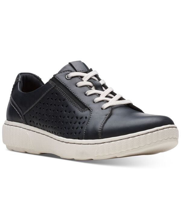 クラークス レザースニーカー レディース 【送料無料】 クラークス レディース スニーカー シューズ Women's Caroline Ella Lace-Up Slip-On Sneakers Black Leather