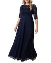  キヨナ レディース ワンピース トップス Women'sPlus Size Leona Lace Long Formal Gown Nocturnal navy