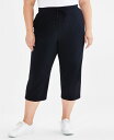 【送料無料】 スタイルアンドコー レディース カジュアルパンツ ボトムス Plus Size Knit Pull-On Capri Pants Deep Black